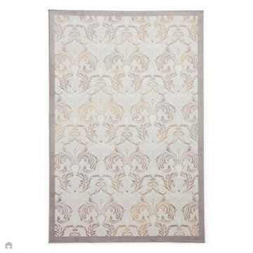Laurence Llewelyn-Bowen Imperial Modern Floral Ornate Abstract Metallic Shimmer Soft-Touch Smooth Textured Polyester Short Pile Pearl Grey/Silver Rug-Think Rugs-Rug Love - The Most Loved Rug Store